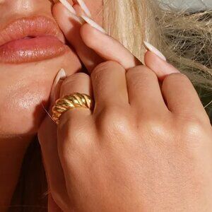 Puffy Gold Ring Gold Waterproof Statement Ring 18K PVD Parisian Style Jewelry